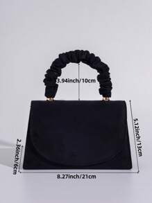 优雅的皱褶手提包，适合正式礼服和派对的高级手拿包，智能手机、口红的完美配饰，适合活动的时尚女包 - 黑色 - 查看 4