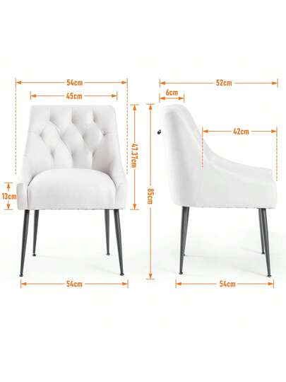 Set Of Dining Chairs Metal Feet, Moderne Kitchen Backrest, Dining/Living Room Lounge view 2