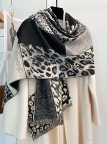 FADZOYLE 1 chiếc khăn choàng Jacquard họa tiết da báo cho nữ, khăn choàng nghệ thuật cho nữ, khăn choàng Poncho dài, khăn choàng quấn, khăn choàng lưới lớn giữ ấm mùa đông, khăn choàng lớn, bộ sưu tập thời trang mới thanh lịch, quà tặng cô dâu, phù dâu, khăn choàng du lịch - khăn quàng cổ - Xem 14