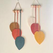 1pc Macrame Leaf Wall Hanging, Bohemian Woven Tapestries Leaves Wall Art, Boho Tassels Hanging Decorative Ornament Room Decor For Nursery, Bedroom Living Room Dorm Decoration, Home Decor, Room Decor, Wall Decor Gifts Birthday Graduation