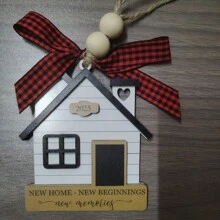 Holzhängedekoration Hausschlüssel für das Jahr 2025, neue Heim Umzugsdekoration, Hausschlüssel Ornament, Tisch- und Wanddekoration, geeignet für Zuhause, Party, Hochzeit, Garten, Baumschmuck, perfektes Einweihungsgeschenk, Urlaubsgeschenk, Gedenkgeschenk