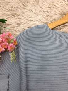 Batwing Sleeve Blouse In Imported Ribbed Modal, One Size. - Xám - Xem 3