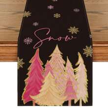 1pc Christmas Tree Apron, Pink Buffalo Plaid Snowflake & Pine Tree Seasonal Winter Holiday Farmhouse Kitchen Dining Table Decor, Christmas Table Decoration, Indoor Outdoor