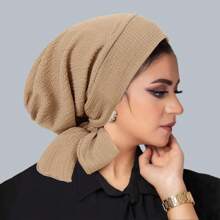 1件装系带内衬纯色发箍帽，轻盈弹力女士头巾 - 多色 - 查看 27
