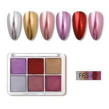 6 色金属指甲粉，彩虹色极光粉金属镜面效果颜料珠光美人鱼颜料珍珠闪光粉套装，美甲装饰，树脂工艺 - 彩色 - 查看 3