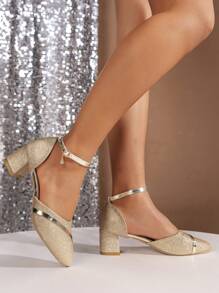Spitze High Heels, empfehlen größer zu bestellen, schmale Passform - glitzernde, modische Party Abend Gold & Silber High Heels - schlanke dünne High Heels - Gold - Übersicht 5