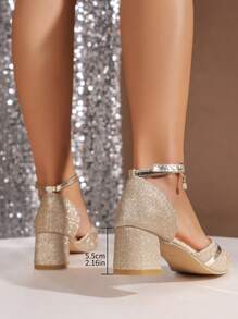 Spitze High Heels, empfehlen größer zu bestellen, schmale Passform - glitzernde, modische Party Abend Gold & Silber High Heels - schlanke dünne High Heels - Gold - Übersicht 4