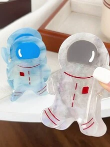 1 件装新款可爱宇航员外星人设计醋酸纤维发夹，创意装饰发型配件 - 彩色 - 查看 1