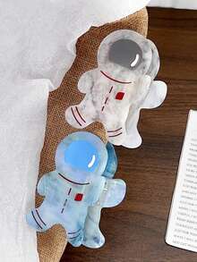 1 件装新款可爱宇航员外星人设计醋酸纤维发夹，创意装饰发型配件 - 彩色 - 查看 3