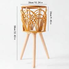 Nordic Style Lattice Flower Stand, Triangular, Floor-Standing, Woven, For Living Room, Balcony, Indoor Plants