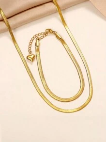 2入組/套簡約經典316不鏽鋼刀片吊墜項鍊及手鍊珠寶套裝，適用於女性DIY珠寶製作，適合日常穿著 - 項鍊+手鍊 - 查看 6