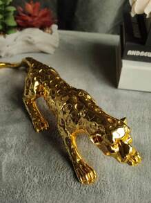 1 件创意豹纹设计金色家居装饰物，电镀树脂装饰工艺品，适合家居装饰、卧室装饰、办公室和学生，最佳万圣节和圣诞节礼物