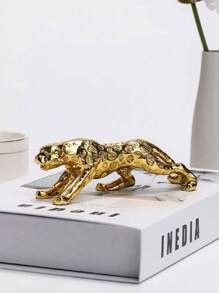 1 件创意豹纹设计金色家居装饰物，电镀树脂装饰工艺品，适合家居装饰、卧室装饰、办公室和学生，最佳万圣节和圣诞节礼物