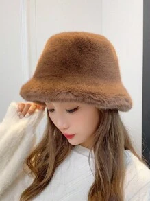 1 Women's Fashion Imitation Fur Bucket Hat - Thick Warm Windproof Winter Bucket Hat, Lined With Comfortable And Soft, Valentine's Day, New Year Dress Up Romantic Gifts Suitable For Friends, Wives, Family Ideal Gifts Winter Outfits