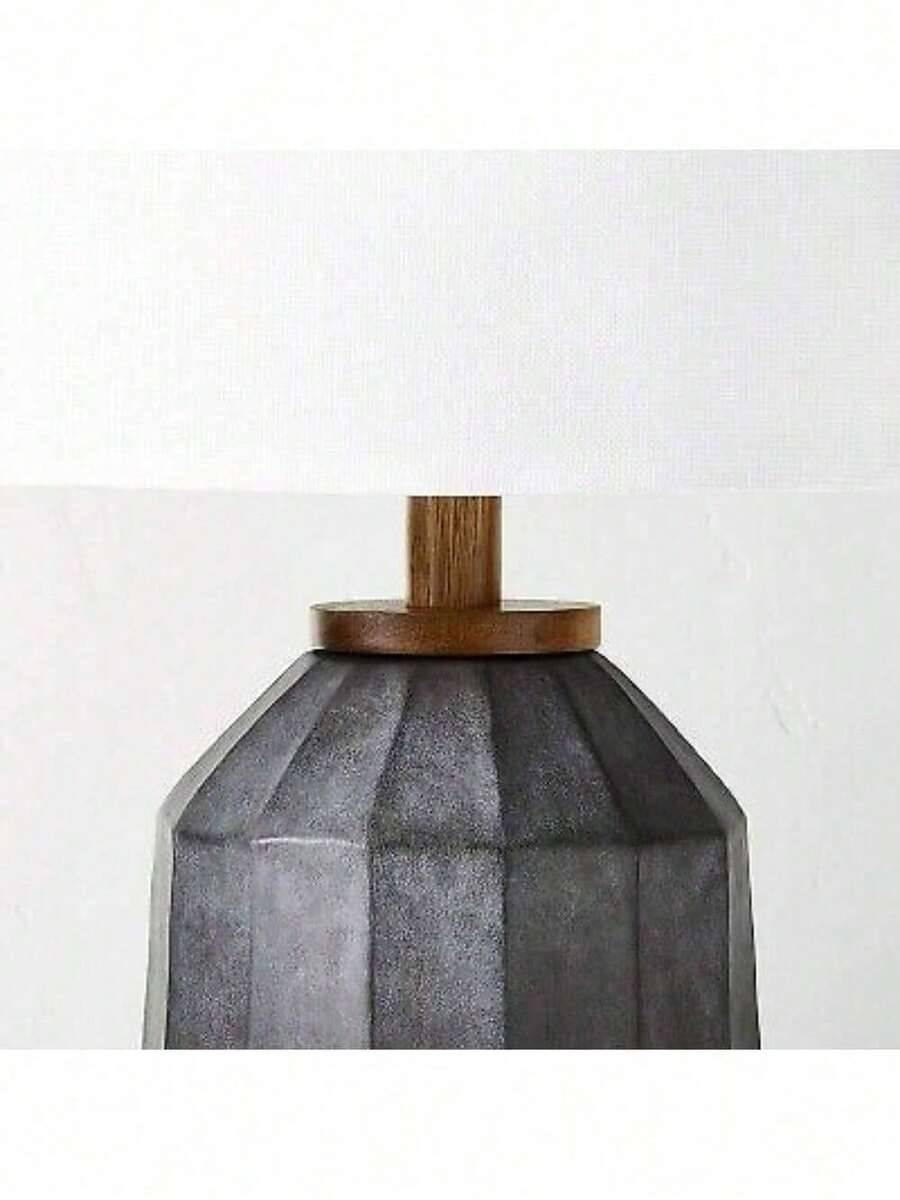 Carved Ceramic Table Lamp Dark Gray (Includes LED Light Bulb) Hearth