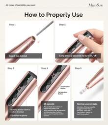 MelodySusie 25000RPM PC180F Cordless Rechargeable Nail Drill, Professional Self Care Electric Nail File For Acrylic & Gel Nails, Portable Efile Manicure Pedicure Kit, Maquina De Uñas Recargable,Christmas Gifts - 金色 - 查看 5