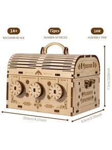 3D Wooden Puzzle DIY Treasure Box Model Building Kits Brain Teaser Projects For Adult Christmas Gifts - Clear - View 3