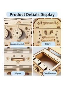 3D Wooden Puzzle DIY Treasure Box Model Building Kits Brain Teaser Projects For Adult Christmas Gifts - Clear - View 4