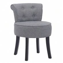 LIVINGANDHOME Living And Home Velvet Vanity Stool With Thick Cushion - Light Grey - View 7