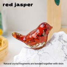 1 件天然石鸟饰品 - 手工制作的水晶和树脂花园装饰，是居家和桌面展示的完美口袋礼物 - 紅碧玉 - 查看 9