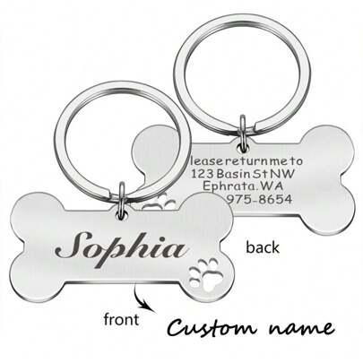 1pc Personalized Pet Dog Tags Shiny Steel Free Engraving Kitten Puppy Anti-Lost Collars Tag For Dog Cat Nameplate Pet Accessories Ornamental, Engraved, Stainless, Sequins Stylish, Fashion, Colorful, Vintage, Cute, Contracted, Cuties Custom, Unique, Customized, Personalized Ideal Gifts For Him, Ideal Gifts For Her Pet, Her, Family, Friends, Pet Lovers For Anniversaries, For Birthdays,Customized Pet Collars, Leashes & Harnesses,Street Casual Chic,Vacay Vibes,Personalized Pet For Anniversaries