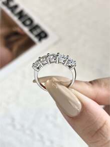 1Pc Five-Star Diamond 0.3ct Moissanite Diamond Wedding Band Ring Design D Color S925 Sterling Silver Ring,Suitable For Engagement, Wives, Girlfriends, Birthday Gifts, Anniversary Gifts Bridal Fine Jewelry