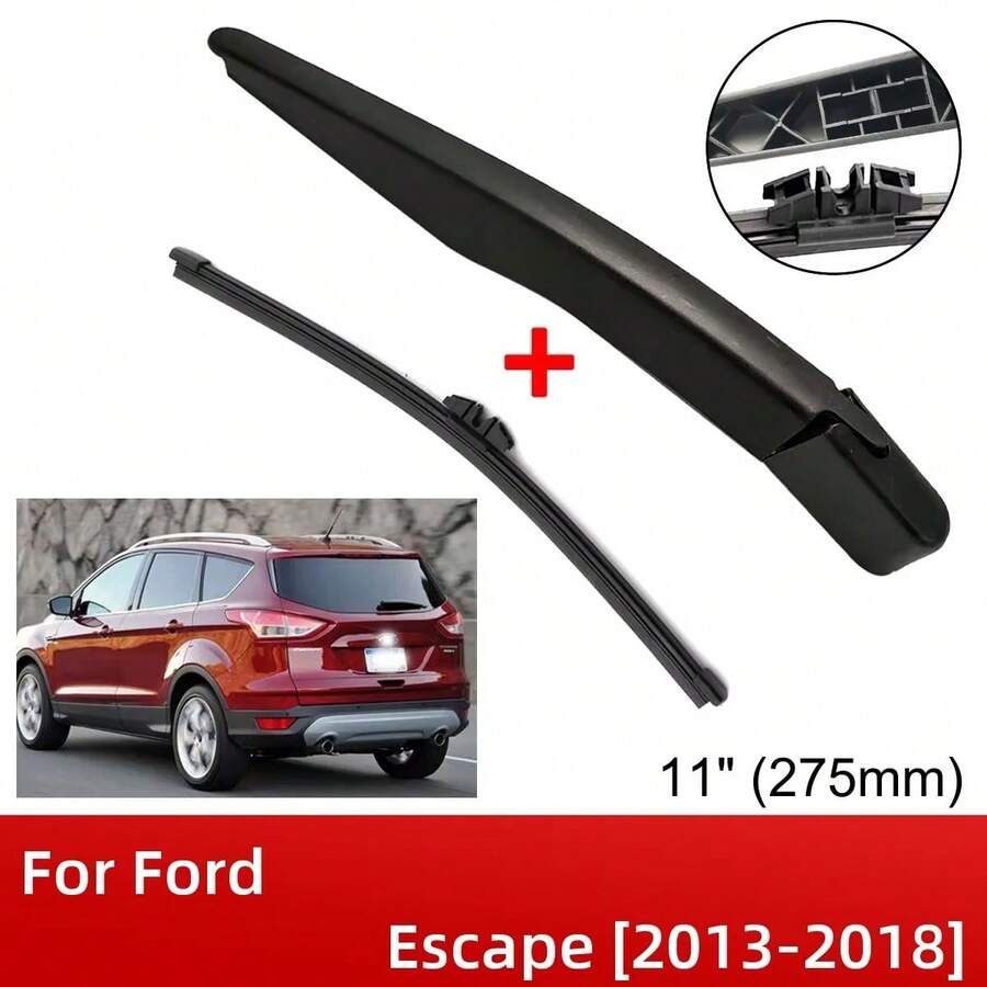 11" 275mm Rear Wiper Blade & Arm Set Kit For Escape 2013-2018 Windshield Windscreen Tailgate Window Rain Brush 2013 2014 2015 2016 2017 2018 - Black - View 1