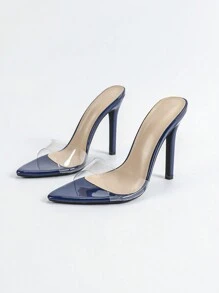 Jin Bei Qi Tacones de aguja patentado con correa para mujer, de unicolor minimalista casual, tacones altos sexy y de moda para fiestas, azul zafiro