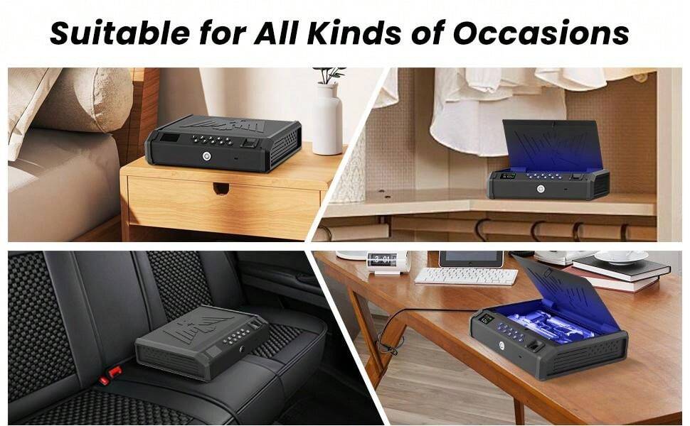 Gun Safe, Pistol Biometric Gun Safe, With LED Display, Storage Box
