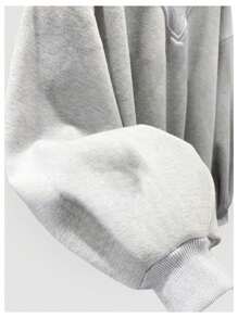 Casual Simple And Women'S Oversized Gray V-Neck Loose-Fitting Workout Sweatshirt Suitable For Fall And Winter - Grey - View 5