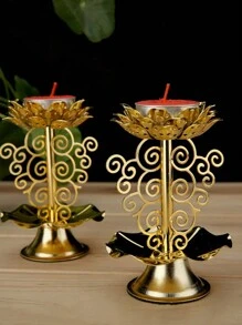 1pc Exquisite Lotus Candlestick Holder - Elegant Decor For Buddhist Temples, Altars, And Home Prayer Spaces - Premium Quality, Unique Design, And Ambiance Enhancer,Room Decor,Gifts