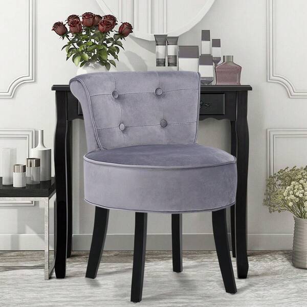 LIVINGANDHOME Living And Home Velvet Vanity Stool With Thick Cushion