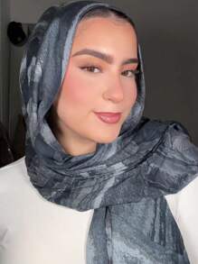 1件装女士波西米亚风水墨扎染印花围巾，休闲街头风头巾披肩，日常百搭，秋季款