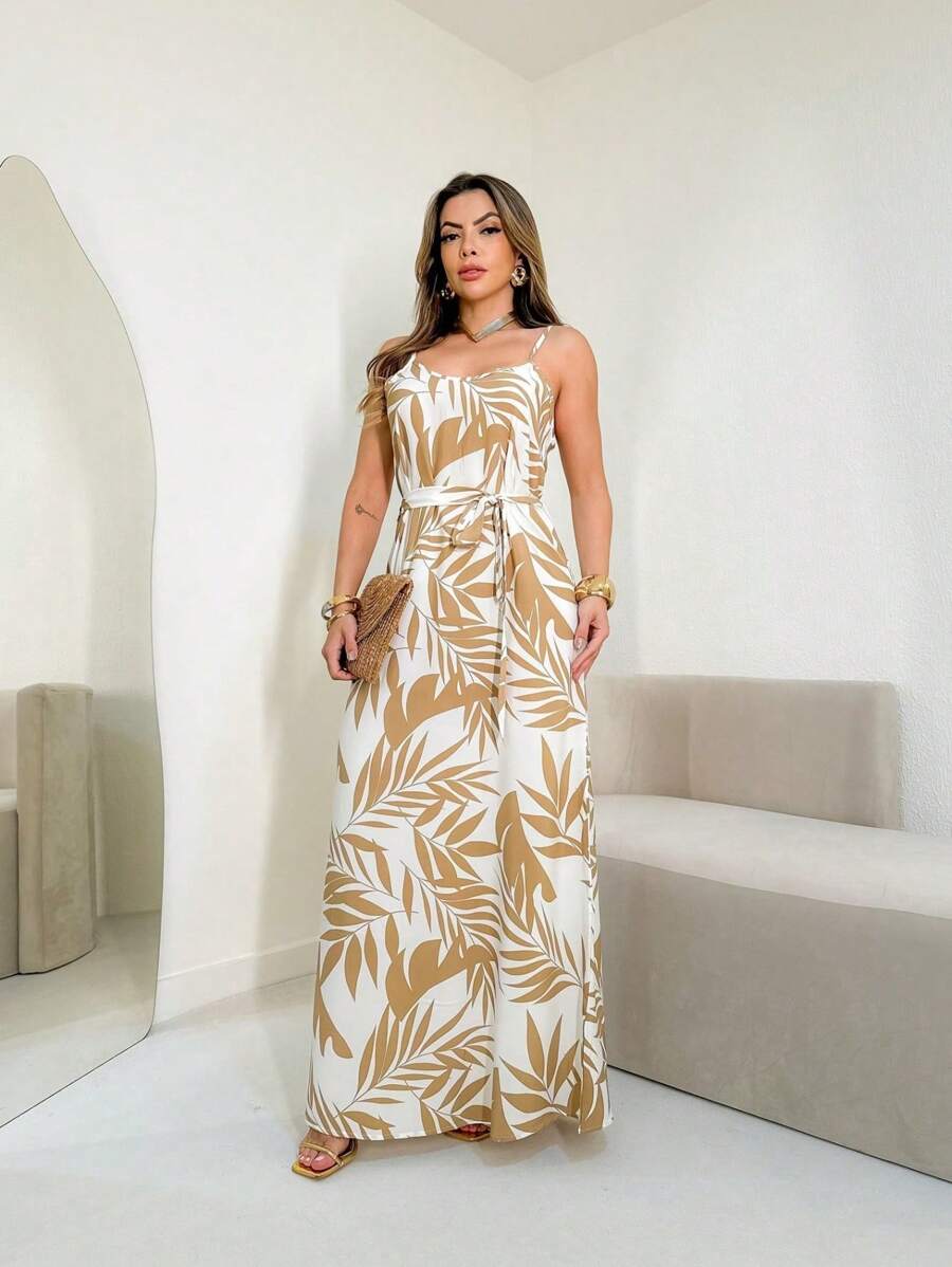 Floral Pleated Summer Dress - Beis - Ver 1