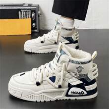 Bottes de neige chaudes à lacets en PU avec doublure en peluche pour hommes. Bottes de randonnée durables et antidérapantes pour temps froid. Chaussures de marche confortables et décontracté