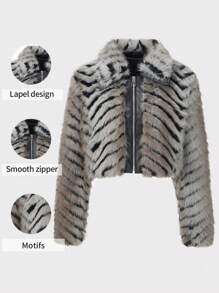 Chaqueta bomber de calle para mujer Giolshon de longitud corta, forrada de borreguito, con cierre de cremallera para un look de fiesta y capas para el otoño/invierno con estilo - Negro - Ver 6