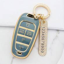 5 键 TPU 汽车遥控钥匙套带钥匙扣 - 保护套支架适用于 Tucson L 适用于 Sonata、适用于 Santa Fe、适用于 NEXO、适用于 NX4、适用于 Atos、适用于 Solaris - 适用于智能外壳遥控器保护器配件防尘防摔高端时尚钥匙包 - 電話號碼牌鑰匙扣 - 查看 14