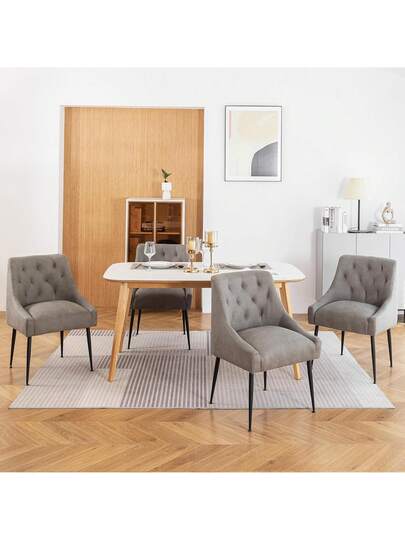 Set Of Dining Chairs Metal Feet, Moderne Kitchen Backrest, Dining/Living Room Lounge view 5
