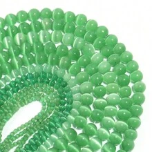 1 件装绿色猫眼石散珠适用于 DIY 项链首饰手链配件 - 綠色 - 查看 5