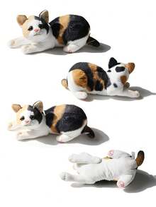 1 件柔软逼真的蹲伏美洲虎猫毛绒玩具，灰色美洲虎/短尾猫，可爱有趣的设计，非常适合聚会、收藏、生日礼物和圣诞礼物 - 彩色 - 查看 8