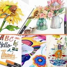 48 Colores Marcadores Plumones Punta De Pincel Dual Brush - Conjuntos - Ver 8