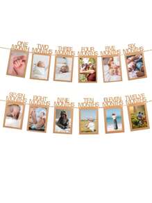 1st Birthday Photo Banner From Newborn To 12 Months, First Birthday Decorations Monthly Milestones Garland First Birthday Party Decoration, - Multicolor - View 11