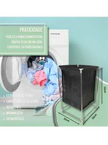 Collapsible Laundry Basket Minimalist Organizer For Dirty Clothes Home - Đen và trắng - Xem 5