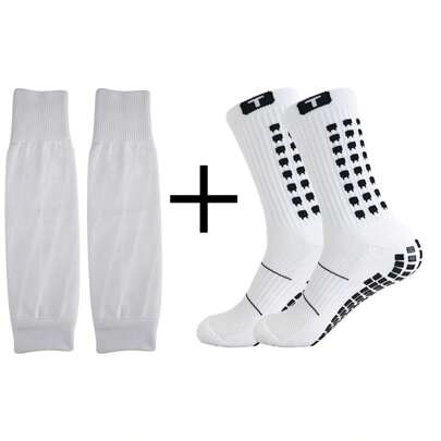 2pcs/Set Moisture-Wicking & Breathable Anti-Slip Soccer Socks And Football Leg Sleeve, Highly Elastic Shin Protector