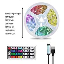 1 peça Tira de Luz LED 5050 RGB de 1,0 m/2,0 m/3,0 m/5,0 m/10,0 m/15,0 m/20,0 m com Cor Mudando RGB, Controle Remoto de 44 Teclas, Dimmerável, Cortável, Adequada para Quarto, Teto, Sala de Estar, Cozinha, Iluminação Traseira de TV, Decoração de Festa e Feriado