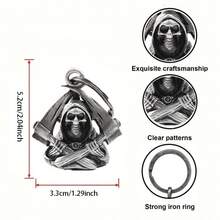 1pc Motorcycle Riding Lucky Bell With Packaging Bag, Stainless Steel Vintage Punk Motorcycle Angel Wing Viking Punk Motorcycle Pendant Riding Talisman - Bell 5 - View 2