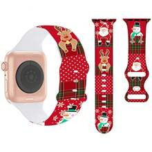 Compatible With Apple Watch Band, Christmas Sport Silicone Bands Compatible With Apple Watch Band 38mm 40mm 41mm, Christmas Decoration Silicone Strap Wristbands Compatible With IWatch Bands Series SE 7 6 5 4 3 2 1 For Girls Women Boys Men