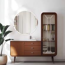 Round Wall Mirror Silver Frameless Decorative Mirrored Glass Vanity With Polished Beveled Edge For Bathroom Living Room Entryway Hallway - 銀色 - 查看 7