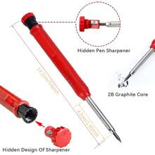 Metal Pencil With Deep Hole Woodworking Pencil Mark And Built-In Sharpener Suitable For Architects And Carpenters To Draw - Sets - View 3