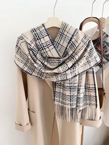 1 件多色格子围巾/披肩，温暖且适合日常使用、节日和冬季秋季礼物 - 彩色 - 查看 7